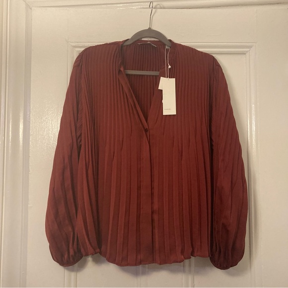 NWT VINCE CHEVRON PLEATED WOMEN BLOUSE SIZE S $295 - Picture 5 of 8